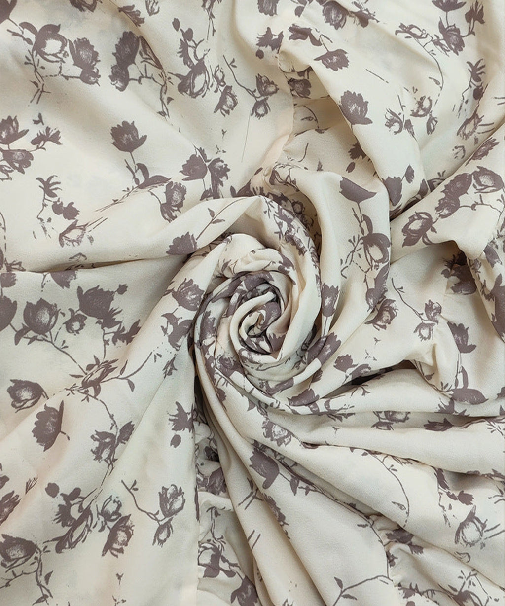 Floral patterned fabric with a beige background