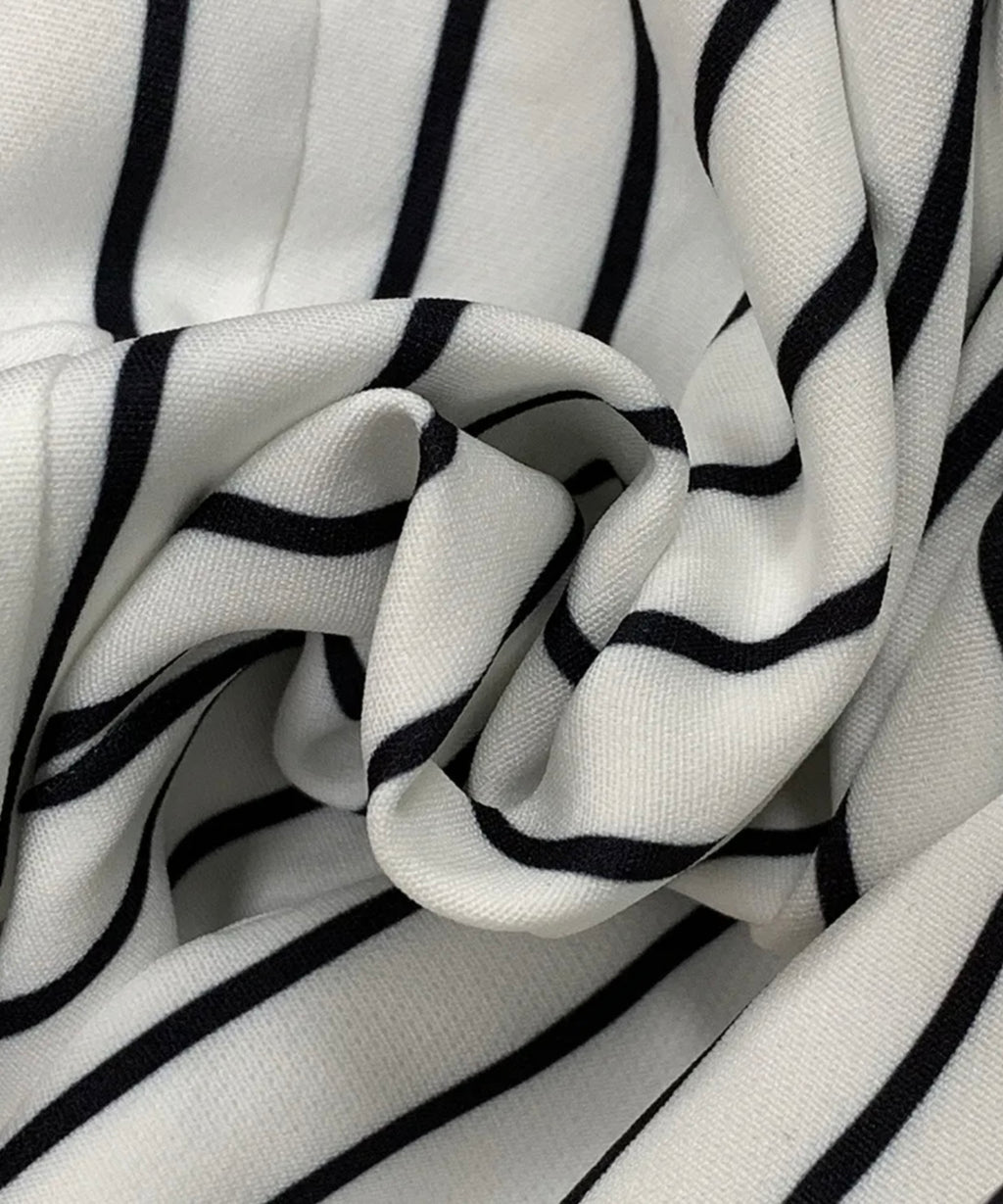 Close-up of black and white striped fabric