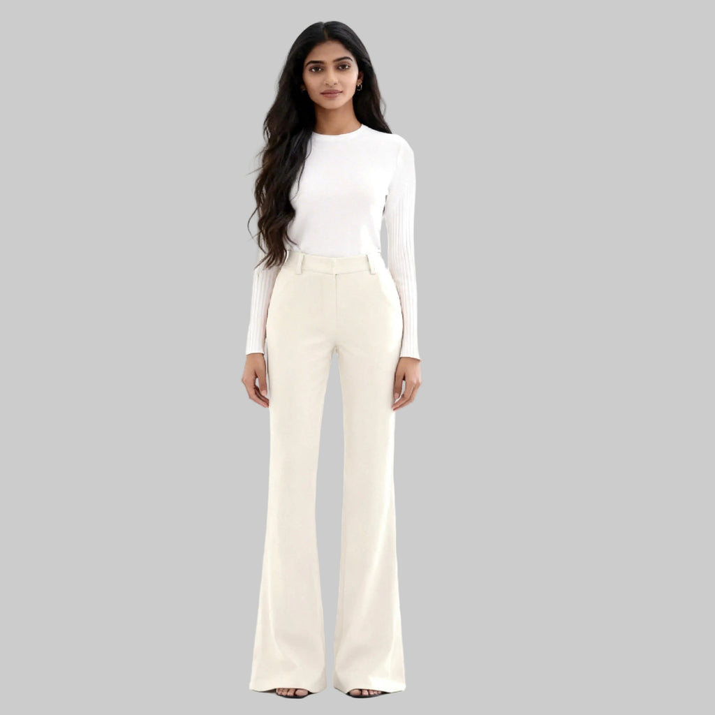 Asian women dressed on a white clothes sits on a white background