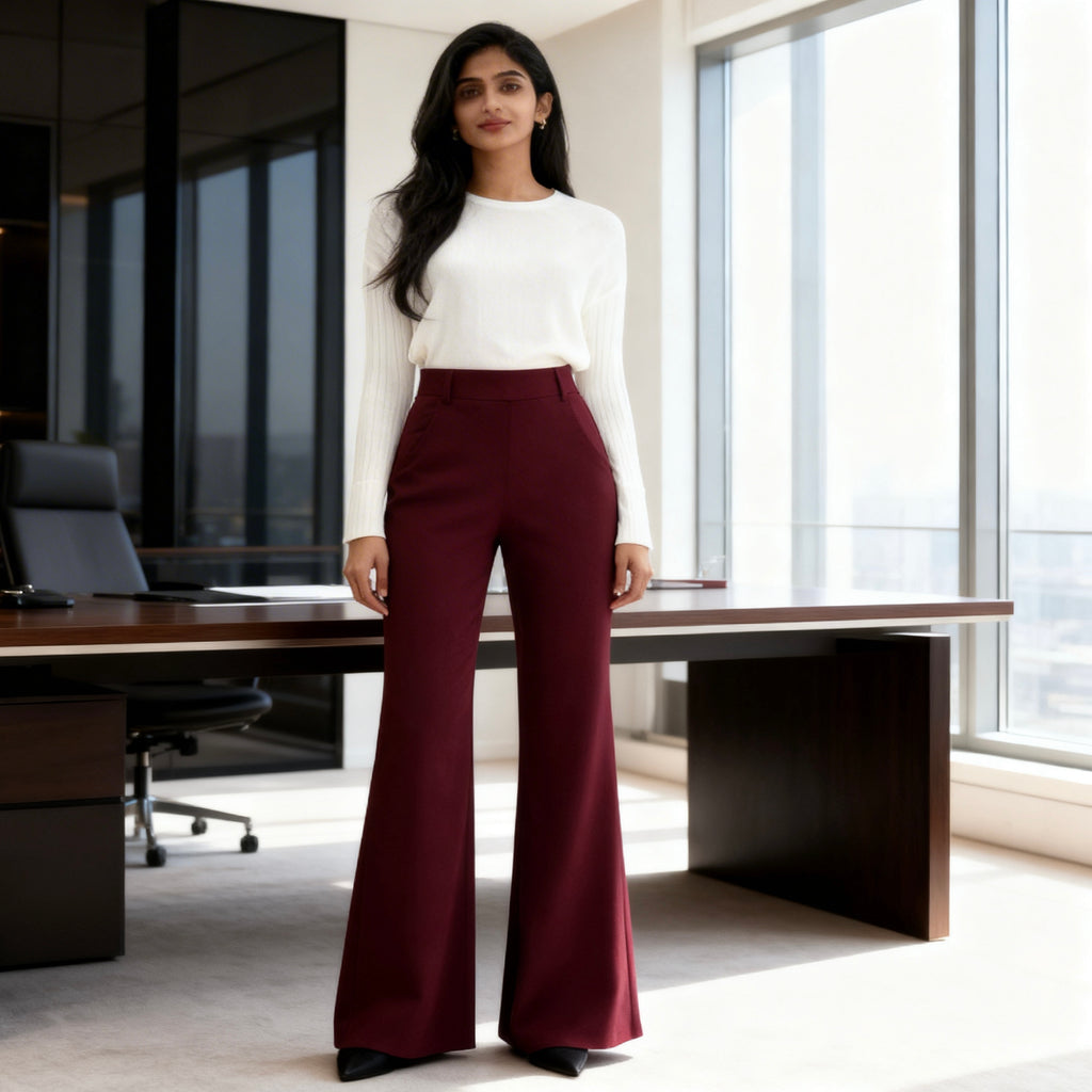 Asian women sits in front of the office