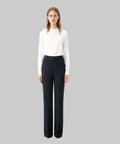 white women sits on the white background