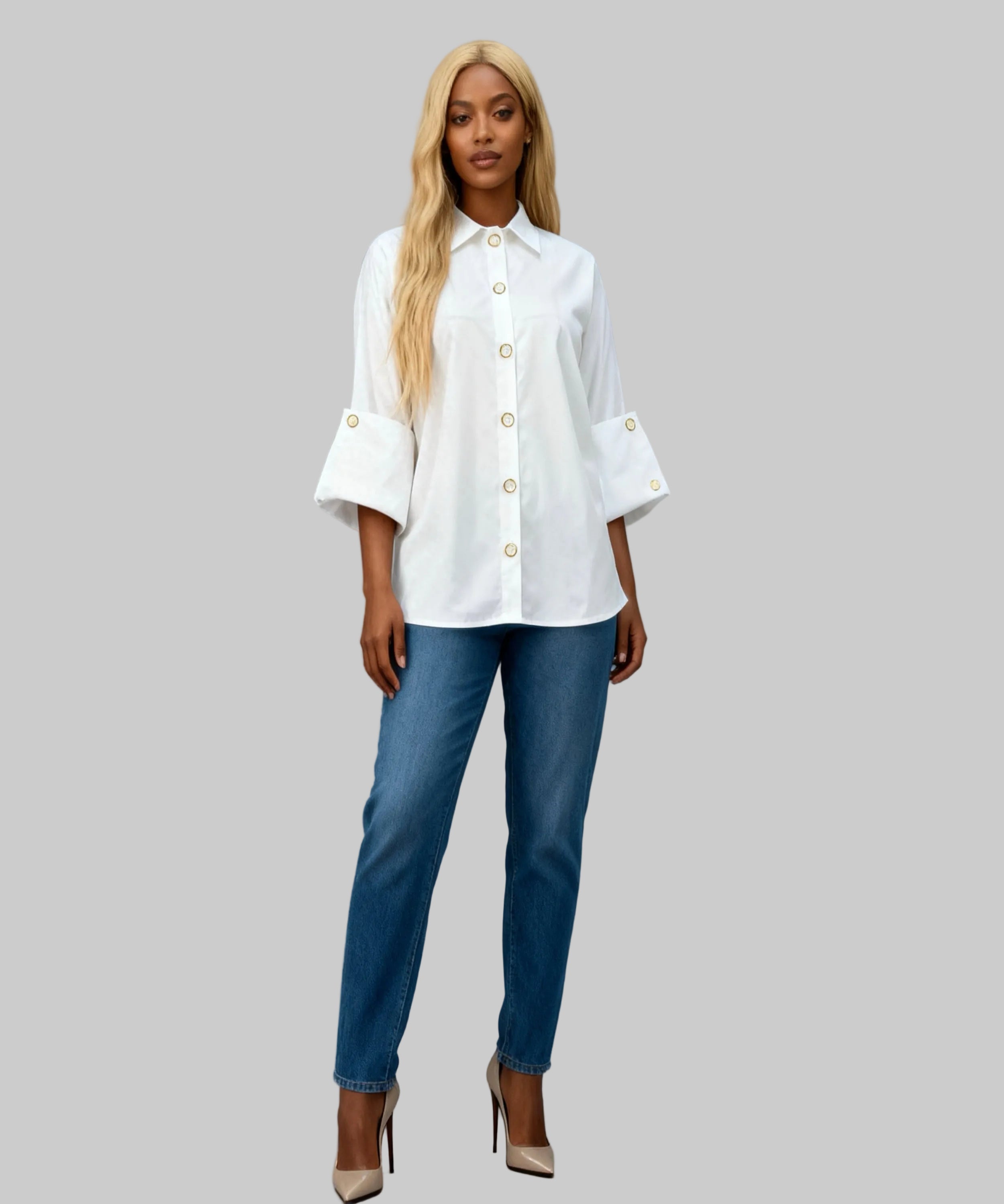 women wearing white shirt on a white background